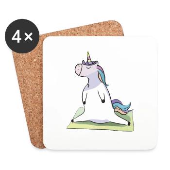 Einhorn Yoga Lustig Yogalehrerin Geschenkidee - Untersetzer (4er-Set) - Weiß - Vorne