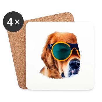 Dog with sunglasses Dog lover Dog owner - Coasters (set of 4) - white - Front