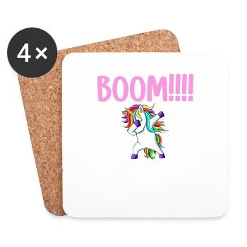 Dabbing birthday unicorn for kid 12 years old girl - Dessous de verre (lot de 4) - blanc - Devant