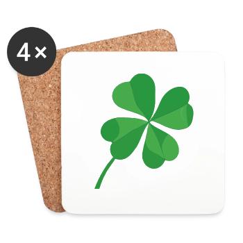 Trèfle à quatre feuilles symbole chanceux chance - Dessous de verre (lot de 4) - blanc - Devant