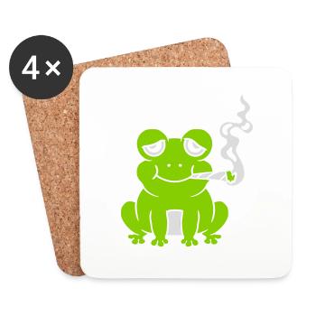 Weed Joint Frosch bekifft - Untersetzer (4er-Set) - Weiß - Vorne