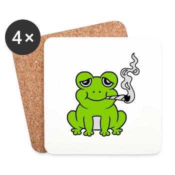 Bekiffter Weed Joint Frosch - Untersetzer (4er-Set) - Weiß - Vorne
