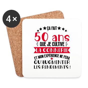 50 ans que je cultive la connerie anniversaire - Dessous de verre (lot de 4) - blanc - Devant