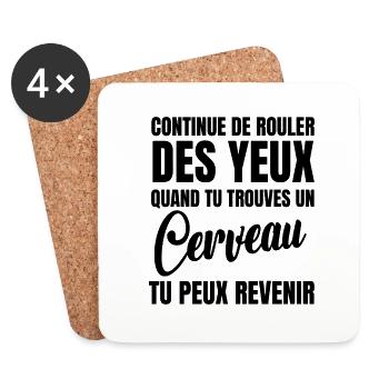 continue de rouler des yeux - Dessous de verre (lot de 4) - blanc - Devant