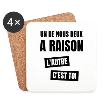 un de nous deux a raison - Dessous de verre (lot de 4) - blanc - Devant
