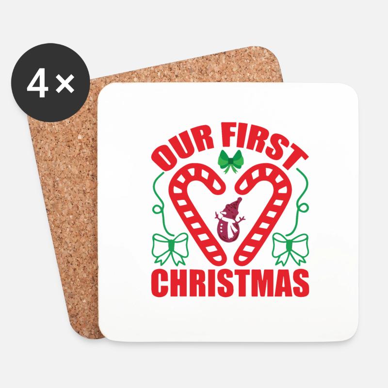 Our first Christmas - Untersetzer (4er-Set) - Weiß