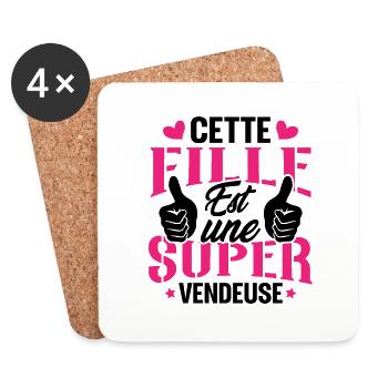 Cette Fille Est Une Super Vendeuse - Dessous de verre (lot de 4) - blanc - Devant