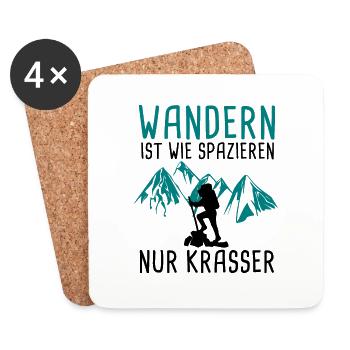 Wandern ist wie spazieren - Untersetzer (4er-Set) - Weiß - Vorne