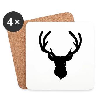 Deer's head in autumn Deer Antlers Goat Fawn 8 - Coasters (set of 4) - white - Front