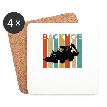 Retro Backhoe Loader T-Shirt - Coasters (set of 4) - white - Front