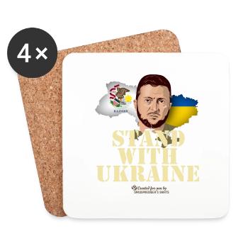 Ukraine Illinois Selenskyj Unterstützer Merch - Untersetzer (4er-Set) - Weiß - Vorne