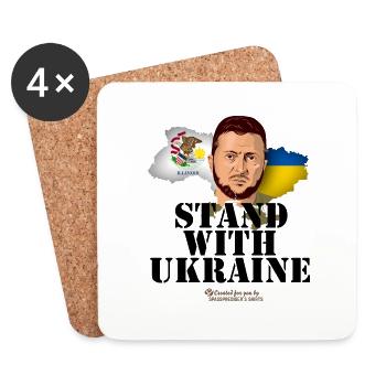 Zelensky Illinois Stand avec l’Ukraine - Dessous de verre (lot de 4) - blanc - Devant