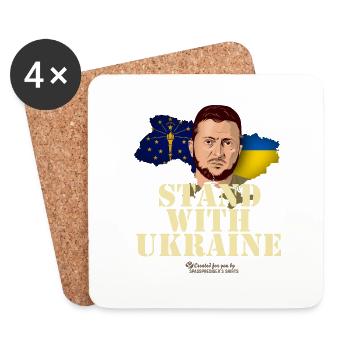 Ukraine Indiana Selensky Stand with Ukraine - Coasters (set of 4) - white - Front