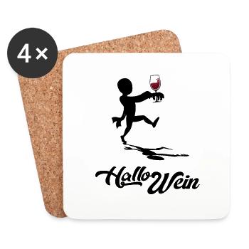 Halloween-Party-Spruch Wein-Zombie mit Weinglas - Untersetzer (4er-Set) - Weiß - Vorne