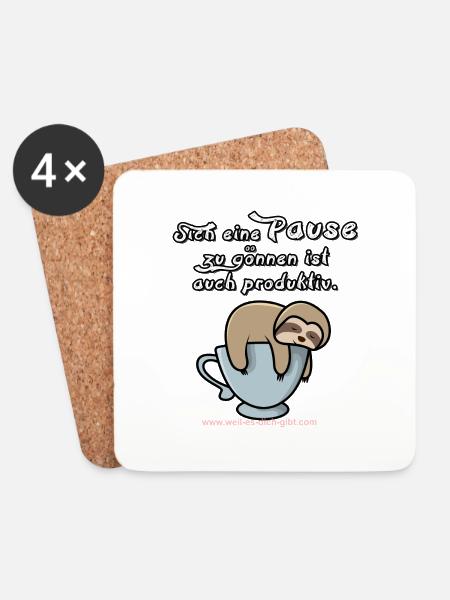Sich eine Pause zu gönnen ist auch produktiv - Untersetzer (4er-Set) - Weiß