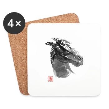 Drache - Untersetzer (4er-Set) - Weiß - Vorne