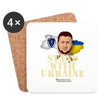 Ukraine Massachusetts Zelenskyj T-Shirt Design - Coasters (set of 4) - white - Front