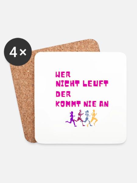 wer nicht läuft kommt nie an - Untersetzer (4er-Set) - Weiß