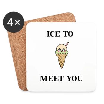 De la glace pour vous rencontrer une idée de cadeau de crème glacée sucrée - Dessous de verre (lot de 4) - blanc - Devant