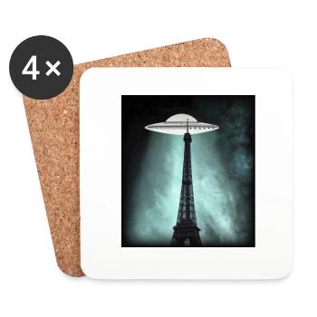 UFO Over Paris - Coasters (set of 4) - white - Front