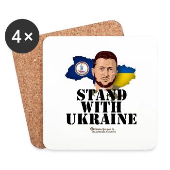 Ukraine T-Shirt Design Virginia Stand with Ukraine - Untersetzer (4er-Set) - Weiß - Vorne