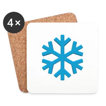 Flocon de neige Neige Givre froid d’hiver - Dessous de verre (lot de 4) - blanc - Devant