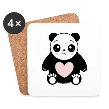Coeur Panda Ours Cadeaux Saint-Valentin Saint-Valentin - Dessous de verre (lot de 4) - blanc - Devant