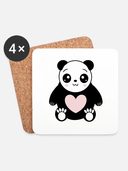 Herz Pandabär Valentinstag Geschenke Valentinstag - Untersetzer (4er-Set) - Weiß