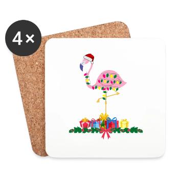 Flamingo-Weihnachten. Weihnachtsgeschenk - Untersetzer (4er-Set) - Weiß - Vorne