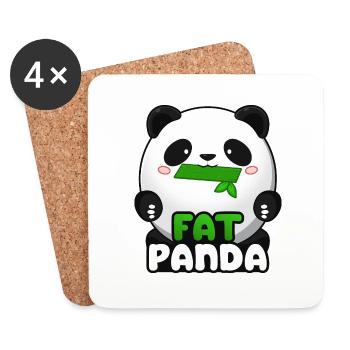 Fat Panda mit Bambus - Pandabär Cute Kawaii ^_^ - Untersetzer (4er-Set) - Weiß - Vorne