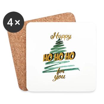 Christmas Hohoho Christmas Tree - Coasters (set of 4) - white - Front