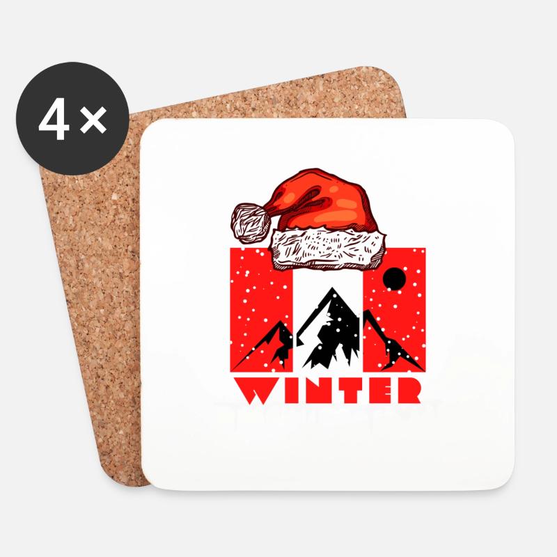 winter - Untersetzer (4er-Set) - Weiß