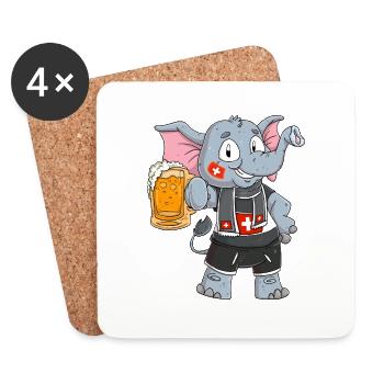 Schweizer Fan Elefant - Untersetzer (4er-Set) - Weiß - Vorne