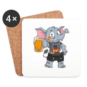 Spain Fan Elephant - Coasters (set of 4) - white - Front