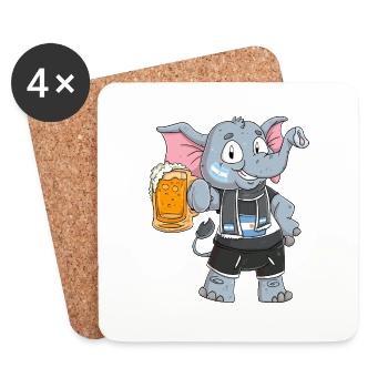 Éléphant argentin - Dessous de verre (lot de 4) - blanc - Devant