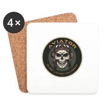 Crâne d’aviateur - Dessous de verre (lot de 4) - blanc - Devant