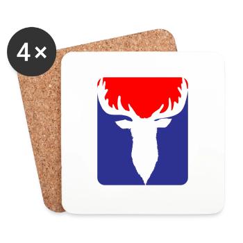 Jäger Lustig Rehbock Hirsch Logo | Farben änderbar - Untersetzer (4er-Set) - Weiß - Vorne