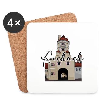 Aichach // Illustration - Untersetzer (4er-Set) - Weiß - Vorne