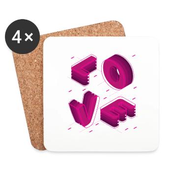 LIEBE ROSE - Untersetzer (4er-Set) - Weiß - Vorne