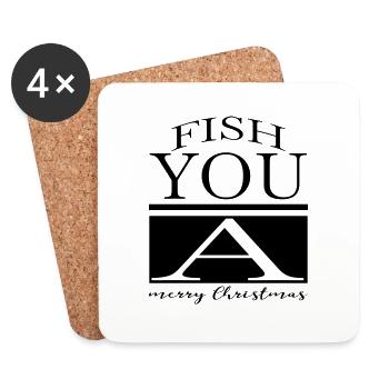 Beach Bass Fishing Funny Fisherman Fishes - Dessous de verre (lot de 4) - blanc - Devant