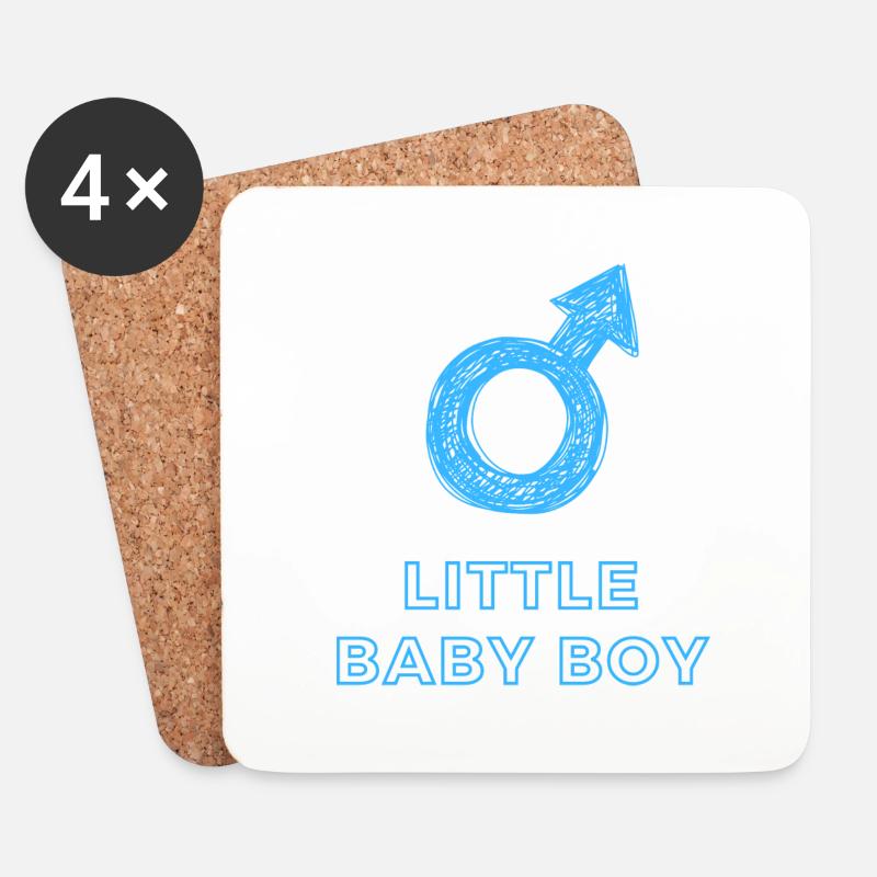 Baby Ankündigung - Junge - Schwangerschaft - Untersetzer (4er-Set) - Weiß