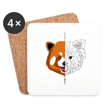 Minimalistischer roter Panda - Untersetzer (4er-Set) - Weiß - Vorne