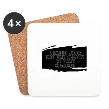 Chaque Jour est une chance de tout changer - Dessous de verre (lot de 4) - blanc - Devant