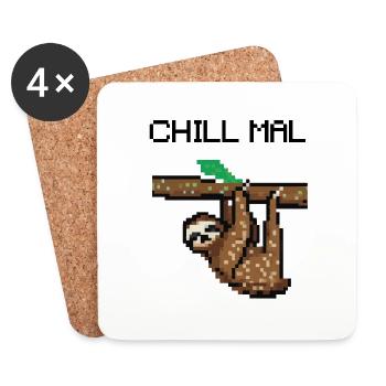 Chill Mal verpixeltes Faultier Geschenkidee - Untersetzer (4er-Set) - Weiß - Vorne