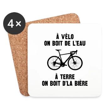 à vélo on boit de l'eau - Dessous de verre (lot de 4) - blanc - Devant