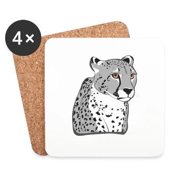 Guépard - Dessous de verre (lot de 4) - blanc - Devant