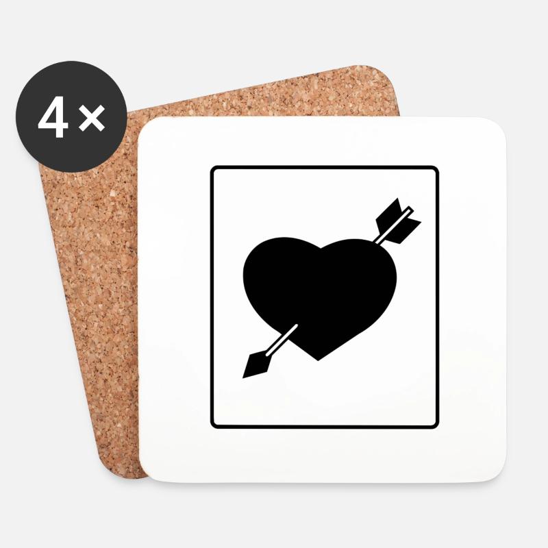 Black Heart mit Pfeil - Untersetzer (4er-Set) - Weiß