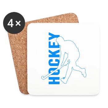 Hockey Field hockey Hockey player artificial turf - Coasters (set of 4) - white - Front