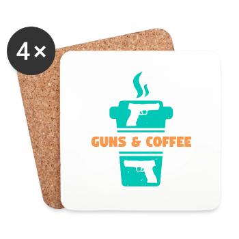FUNNY GUNS AND COFFEE - Coasters (set of 4) - white - Front