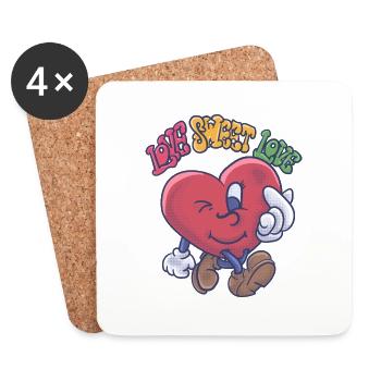 amour doux amour - Dessous de verre (lot de 4) - blanc - Devant